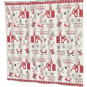 Avanti Christmas Shower Curtain Gnomes Fabric Holiday 72x72" Winter Red Gray